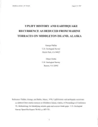 Uplift History and Earthquake Recurrence As Deduced from Marine Terraces on Middleton Island, Alaska