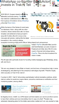 Whatsapp Cofounder Brian Acton Invests in Trak N Tell