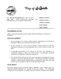 Adopt a Resolution Approving the Amended and Restated Bylaws and Rules of Procedure