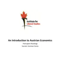 An Introduction to Austrian Economics Participant Readings Socratic Seminar Series