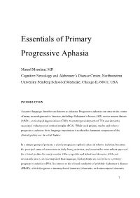 Essentials of Primary Progressive Aphasia