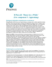 Music for a While’ (For Component 3: Appraising)