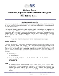 Package Insert Astrovirus, Sapovirus Open System PCR Reagents 450-052-Series