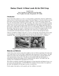 Swiss Chard: a New Look at an Old Crop