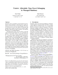TARDIS: Affordable Time-Travel Debugging in Managed Runtimes