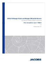 2018-19 Margin Peak and Margin Off-Peak Review AUSTRALIAN ENERGY MARKET OPERATOR
