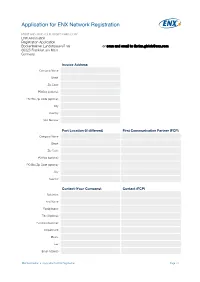 Application for ENX Network Registration