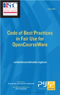 Code of Best Practices in Fair Use for Opencourseware
