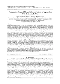 Comparative Study of Muscle Relaxant Activity of Alprazolam with Diazepam in Mice