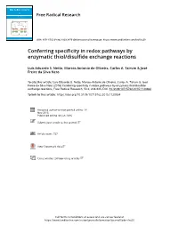 Conferring Specificity in Redox Pathways by Enzymatic Thiol/Disulfide Exchange Reactions