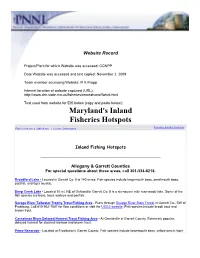 Maryland DNR Inland Fishery Hotspots. Calvert Cliffs Website