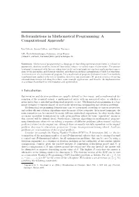 Reformulations in Mathematical Programming: a Computational Approach⋆