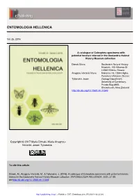 A Catalogue of Coleoptera Specimens with Potential Forensic Interest in the Goulandris Natural History Museum Collection