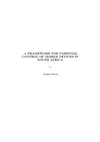 A Framework for Parental Control of Mobile Devices in South Africa
