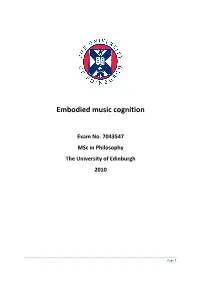 Embodied Music Cognition