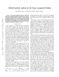 Global Sensitivity Analysis for the Linear Assignment Problem