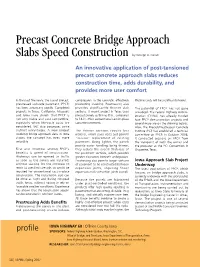Precast Concrete Bridge Approach Slabs Speed Construction