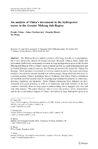 An Analysis of China's Investment in the Hydropower Sector in The