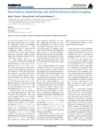 Anomalous Experiences, Psi and Functional Neuroimaging
