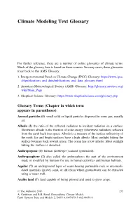 Climate Modeling Text Glossary