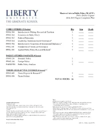 Master of Arts in Public Policy (M.A.P.P.) Policy Studies Cognate 2018-2019 Degree Completion Plan