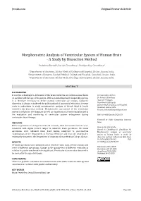 Morphometric Analysis of Ventricular System of Human Brain - a Study by Dissection Method