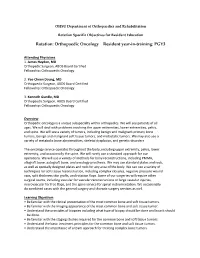 Rotation: Orthopaedic Oncology Resident Year-In-Training: PGY3