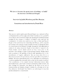An Interview with Bernard Stiegler Interview by Judith Wambacq