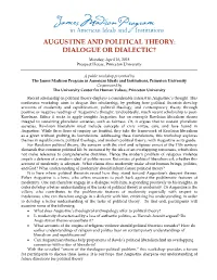 Augustine and Political Theory: Dialogue Or Dialectic?