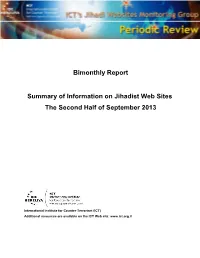 Bimonthly Report Summary of Information on Jihadist Web Sites