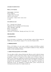 COURSE INFORMATION History of Al-Andalus Code Number
