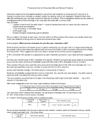 Physical Activity for Chocolate Milk and Mixture Problems Chemistry