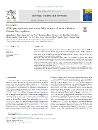 RIPK2 Polymorphisms and Susceptibility to Tuberculosis in a Western Chinese Han Population T