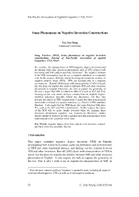 Some Phenomena on Negative Inversion Constructions