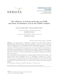 The Influence of Solvent Molecules on NMR Spectrum of Barbituric Acid In