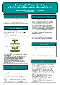 The Linguistic Picture of the World in the Constructed Languages – a Research Project