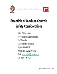 Essentials of Machine Controls Safety Considerations