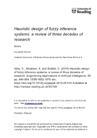 Heuristic Design of Fuzzy Inference Systems: a Review of Three Decades of Research
