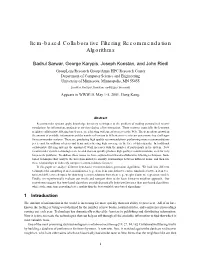 Item-Based Collaborative Filtering Recommendation Algorithms