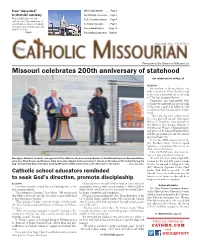 Missouri Celebrates 200Th Anniversary of Statehood See Related Article on Page 10