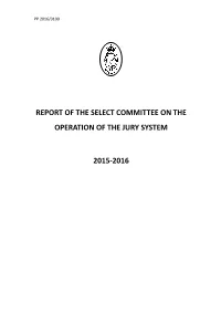 Report of the Select Committee on the Operation of the Jury System 2015-2016