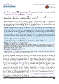 Review Article an Overview of Heterologous Expression Host