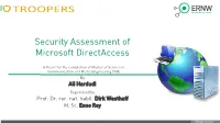Security Assessment of Microsoft Directaccess