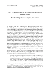 The Latin Vulgate As an “Auxiliary Tool” of Translation