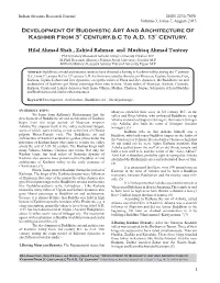 Development of Buddhistic Art and Architecture of Kashmir from 3Rd Century.B.C to A.D