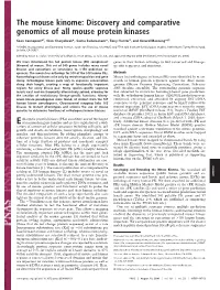 Discovery and Comparative Genomics of All Mouse Protein Kinases