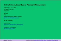 Online Privacy, Security and Password Management