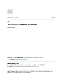 The Doctrine of Preemptive Self-Defense