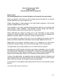 August 7, 2020 Second Quarter 2020 Earnings Call