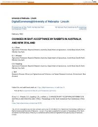 Changes in Bait Acceptance by Rabbits in Australia and New Zealand
